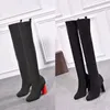 autumn winter socks heeled heel Long boots fashion sexy Knitted elastic boot designer Alphabetic women shoes lady Letter Thick high heels Large size 35-41-42 us4-us11