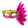Венецианская маскарадная маска на палочке, костюм Марди Гра, маска для глаз с принтом, Хэллоуин, карнавал, ручная палочка, перья, вечерние маски310F