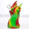 silicon smoke water pipe of 6.3 inch Dragon silicone hookah with glass bowl mixed colors 502