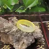 Natural ice kinds of male and female models imperial yellow agate jade jade ring finger ring authentic variety of thin strips