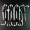 Pyrex Glass Oil Burner Pipes Curved Oil Burner Pipe Colorful Balancer Smoking Glass Dab Oil Tool 5 Inch Hand Blown Skull Pipes SW21