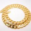 10mm Wide Solid 18k Yellow Gold FilledMens Necklace Curb Heavy Necklace Statement Chain Classic Style 23.6 Inches