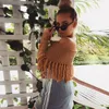 Sexy Fringe Off Sweter na ramię 2018 Jesień Winter Fashion Pullover Sukierek Kobiet Knit Tassel Kobiety Swetry i swetry C18111601