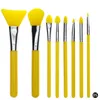 8 stücke Professionelle Frauen Nützliche Silikon Gesicht Augen Lippen Schlamm Mischen Lidschatten Pulver Maske Make-Up Pinsel Set Kosmetik Werkzeug