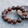 16mm homens moda pulseiras pulseiras Natural Obsidian Round Beads Braceletes Leopard Imprimir Vermelho Obsidian Stone Jóias