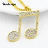 Collana con ciondoli ritmici con strass Uodesign Collana da uomo in lega di colore oro a catena lunga con note musicali hip-hop