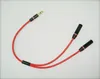 Mâle de 3,5 mm mâle 1 à 2 femelle Branche en métal rouge Câble audio Splitter des écouteurs Lovers Sweet Aux Câble