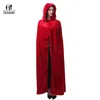 ROLECOS Adult Witch Long Purple Green Red Black Halloween Cloaks Hood and Capes Halloween Costumes for Women Men