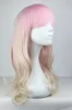 Cosplay Wig Blonde Pink Curly Womens hair Wigs 55cm