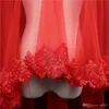 Velo da sposa in pizzo Due strati con pettine Veli da sposa corti Rosso bianco avorio Voile Accessori per decorazioni per feste di matrimonio 11nm ff