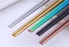 Glänsande titanpläterade ätpinnar Anti Scalding High-Grade 304 Rostfritt Stål Rainbow Golden Black Square Chopsticks