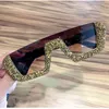 Vierkante zonnebril vrouwen dames oversized strass zonnebril mannen halve frame bril voor vrouwelijke UV400