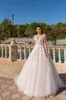 Uma linha de design de cristal lace lace pescoço tule tule sweep traslless wedding vestidos de noiva vestidos formais personalizados
