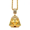 Chaîne en or 18 carats pharaon pour boîte de nuit DJ mode collier de bijoux hip hop avec chanteur de rue en cristal nouvelle marée hommes pendentif livraison gratuite