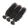 9A Deep Wave Bundles de cheveux humains avec fermeture Noir naturel 100% cheveux vierges brésiliens non transformés 3 Bundles avec fermeture à lacet 4 * 4