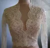 Vintage Lace Wedding Jackets Long Sleeves Sexy V-neck Lace Bridal Boleros 2018 Custom made Lace Bolero wedding accessories257Z