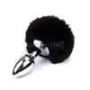 Bondage Fluffy Real Fur Bunny Rabbit Tail Plug Cosplay Animal PET Metallo acciaio Cat Cute # R56