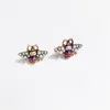 Women Retro Bee Stud Earring Vintage Rhinestone Pearl Bee Earring European Jewelry Accessories Gift for Love