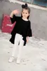 Retail White Red Black Baby Girls Asymmetrical Dress Children Cotton Flare Sleeve Party Dress Fashion Sweet Tutu Dress Kids Designe3359301