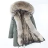 Ny Winter Coat Women Coat Parka varumärke naturlig tvättbjörn päls krage huva casual parkas löstagbar 3 i 1 ytterkläder lyx