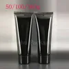 50g 100g 160g Empty Black Soft Squeeze Cosmetic Packaging Refillable Plastic Lotion Cream Tube Screw Lids Bottle Container