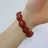 Natural Brazilian crystal red agate chalcedony bracelets wide slice hand row men and women