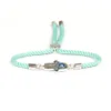 Wholesale 10pcs/lot High Quality Blue Cz Eye Fatima Hand Hamsa Lace Up Bracelet Gift For Men And Women