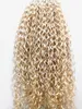 Brasiliansk Human Virgin Remy Blond Hår Curly Clip In Haft Weft Soft Double Drawn Hair Extensions Obehandlade