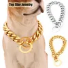 316L Stainless Steel Twisted Link Pet Chain Puppies Strap Big Dog Collar Chains Mimi Animal Neck Accessories Gold Silver 1.9cm 10 Sizes