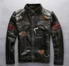 AVIREXFLY leather jackets male embroidery multi-standard hand-woven cowhide motorcycle jackets vintage leather jacket