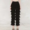 Dreawse Sıradan Gevşek Siyah Trend Kişilik Orta Bel Seviye Terozlu İnce Vintage Zarif Uzun Pantolon Kule Pantolon D9875