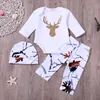 Barnpojkar Tjejer Outfits Baby Xmas Deer Print Romper + Byxor + Hat 3pcs / Set 2018 Höst Kids Christmas Clothes Sets C4669