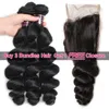 Ishow saç büyük satış promosyon 3 demet almak bir ücretsiz kapatma brezilyalı gevşek dalga perulu insan saç uzantıları kadınlar için siyah renk 8-28 inç