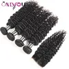 Cabelos encaracolados profundos 4 feixes com 13x4 LACE FRONTAL EAR EAR A EAR MAIS TELAÇÃO REMY CABELO HUMANO EXTENSions