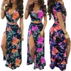 Women Summer Floral High Slit Long Dress Printed Maxi Beach Dress Female Crop Top Two Piece Set Sundress Vestidos