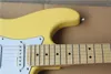 Light Yellow Electric Guitar with White Pickguard,3S Pickups, Maple Fretboard,Floyd Rose,offering customized services