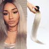 Juntian 100% menselijk haarbundels Braziliaans steil haar Weave 1 stuk slechts 10-26 inch T1B / grijs weven Rey Ombre menselijk haar