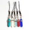 1 piece Six Prism Series Mini Keychain Fashion Natural Stone Pendant Small Key Chain