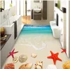 Coperture da spiaggia personalizzate da pavimento 3D con conchiglie, Starfish Bathroom floor pavimento murali dipinti 3D PVC Autoadesivo autoadesivo wallpaper wallpaper impermeabile