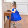 Short Royal Blue Kids Toddler Party Birthday Dresses 2019 Cute Jewel Bow Back Knee Length Girls Pageant Dress94239361621986