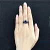 Vecalon Claddagh Mulheres Noivado Anel de Casamento Anel de Pedra Azul Zircão CZ 10KT Ouro Preto Cheio Birthstone Sets Anel