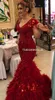 Red Sexy con cuello en V Sirena Vestidos para ocasiones especiales Tallas grandes Balck Girl Vestidos de baile Vestidos largos de noche Kleider Vestidos Muestras reales 2019