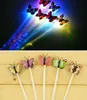 Flash braid hair clip with butterfly Colorful luminous braid fiber optic silk hair clip wholesale LED lights flash hairpin bar cheering