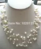 15rangs perle d'eau douce blanc baroue 6-8mm collier 16-19 pouces perles nature FPP