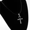 12pcs moda ankh chave de aço inoxidável colar de aço inoxidável egípcio símbolo misterioso colares de amuletos para homens mulheres presente antigo anka cruz rock bijoux atacado