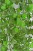 240 см длина искусственные зеленые виноградные лозы большие листья обмотки винограда Зеленый лист плющ цветок ротанга для домашнего декора бар ресторан украшения