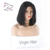 Evermagic High Quality 360 Lace Front Human Hair Wigs Korta Bob Paryk för Kvinnor Brasilianska Virgin Hair Straight Pre Plocked With Baby Hair