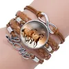 Moda cavallo Cabochon in vetro Infinity Love Bracciale in pelle per ragazze Donne Film tempo pietra preziosa uomini fatti a mano gioielli hip hop nave di goccia