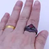 Anillo claddagh de 4 colores, joyería de piedra natal, conjunto de anillos de boda para mujer, anillo de fiesta femenino con relleno de oro negro 5A Zircon Cz