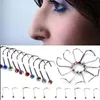 Schroeven Neus Studs Neus Ring Gem Gemengde Kleur Body piercing Sieraden 316L roestvrij staal 100 stks lot326h